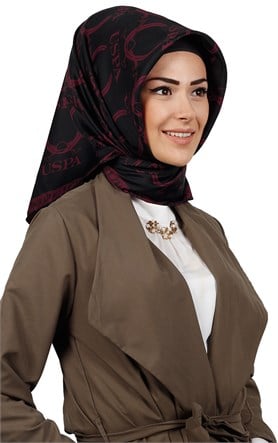 102-0030-07 U.S POLO ASSN EŞARP SİYAH BORDO