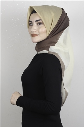 Coton & Silk Eşarp 3634-3 Kahve-Sarı