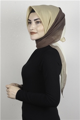 Coton & Silk Eşarp 3634-3 Kahve-Sarı