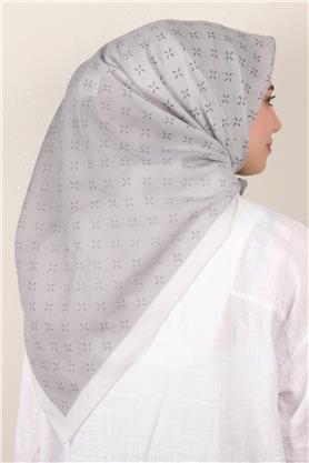 Coton & Silk Eşarp Gri 3645-4