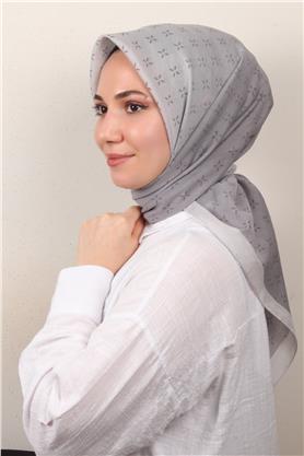 Coton & Silk Eşarp Gri 3645-4