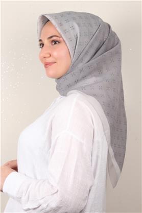 Coton & Silk Eşarp Gri 3645-4