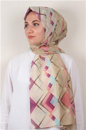 Cotton & Silk Şal 3640-11 Pembe-Mor