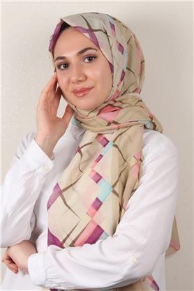 Cotton & Silk Şal 3640-11 Pembe-Mor