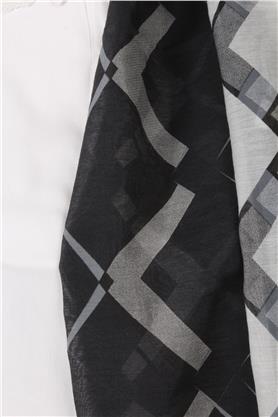 Cotton & Silk Şal 3640-5 Siyah-Gri