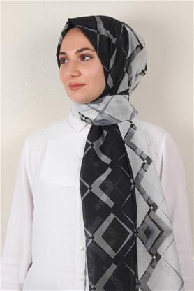 Cotton & Silk Şal 3640-5 Siyah-Gri