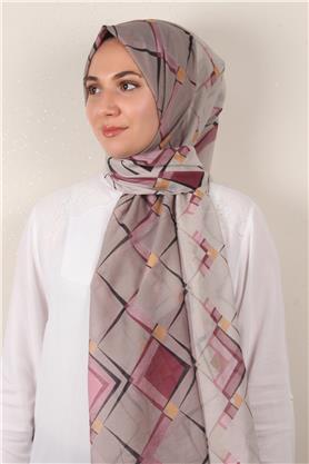 Cotton & Silk Şal 3640-7 Pembe-Gri