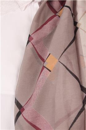 Cotton & Silk Şal 3640-7 Pembe-Gri
