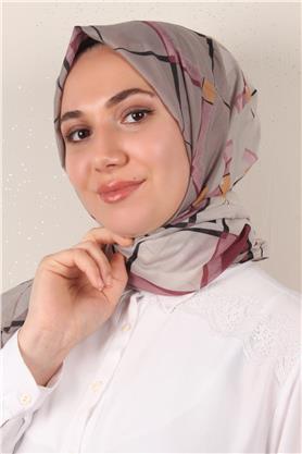 Cotton & Silk Şal 3640-7 Pembe-Gri