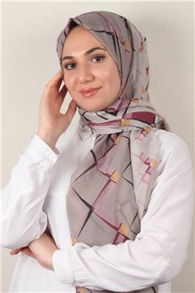 Cotton & Silk Şal 3640-7 Pembe-Gri
