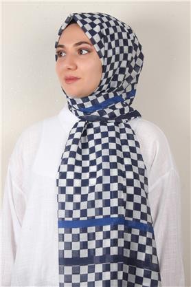 Cotton & Silk Şal 3641-10 Lacivert