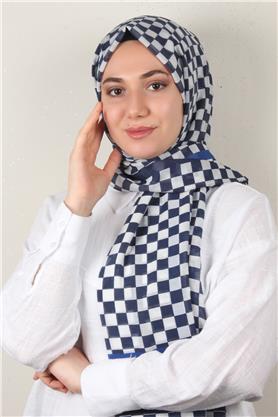 Cotton & Silk Şal 3641-10 Lacivert