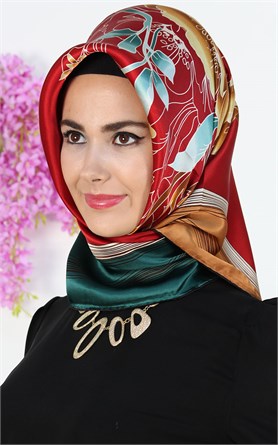3731-15  ARMİNE İPEK YEŞİL KIRMIZI