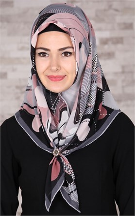 Piramit Krep Eşarp 116-0003-01 Gri