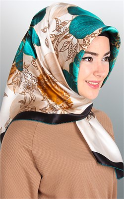 6442-06 ARMİNE İPEK EŞARP 2015 YAZ YEŞİL SİYAH