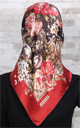 3865-25 ARMİNE İPEK KIRMIZI KAHVE