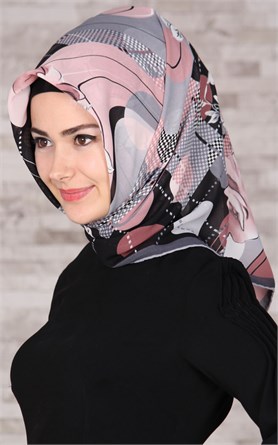 Piramit Krep Eşarp 116-0003-01 Gri