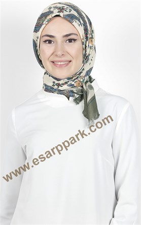 Desenli Fileli Coton Eşarp 1711-1