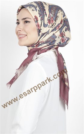 Desenli Fileli Coton Eşarp 1711-2