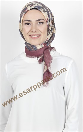 Desenli Fileli Coton Eşarp 1711-2