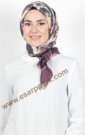 Desenli Fileli Coton Eşarp 1711-4
