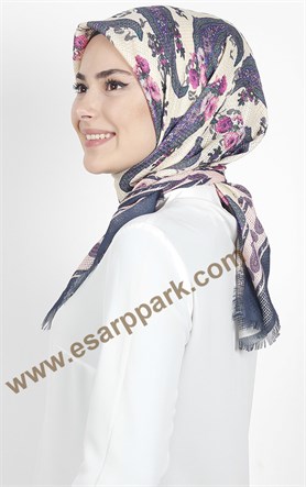 Desenli Fileli Coton Eşarp 1711-6