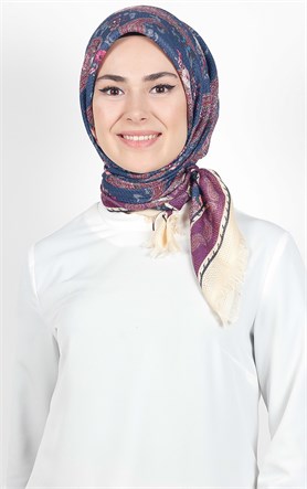 Desenli Fileli Coton Eşarp 1711-7