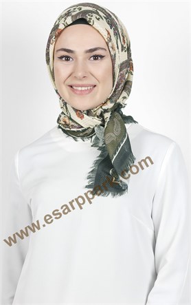 Desenli Fileli Coton Eşarp 1711-8