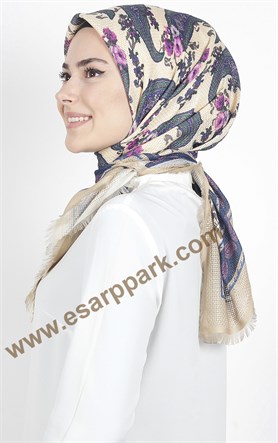 Desenli Fileli Coton Eşarp 1711-9
