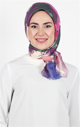 Desenli Fileli Coton Eşarp 1712-11