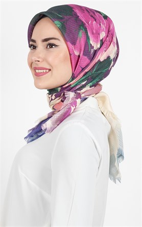 Desenli Fileli Coton Eşarp 1712-11