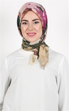 Desenli Fileli Coton Eşarp 1712-2