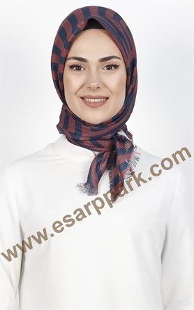 Desenli Fileli Coton Eşarp 1712-4