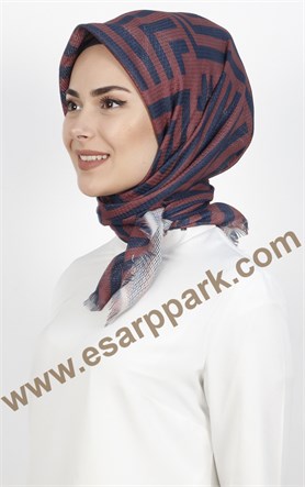 Desenli Fileli Coton Eşarp 1712-4