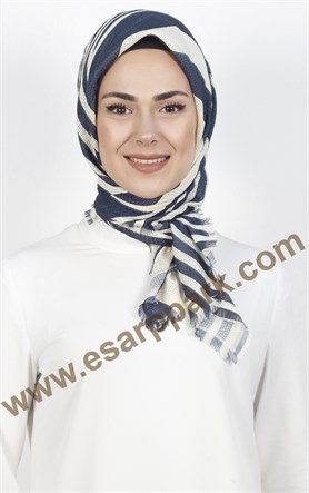 Desenli Fileli Coton Eşarp 1712-5