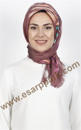 Desenli Fileli Coton Eşarp 1712-6