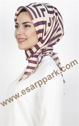 Desenli Fileli Coton Eşarp 1712-7