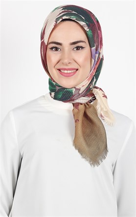 Desenli Fileli Coton Eşarp 1712-8