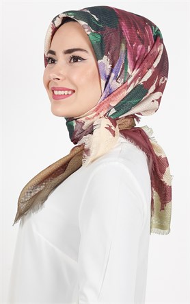 Desenli Fileli Coton Eşarp 1712-8
