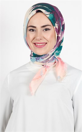 Desenli Fileli Coton Eşarp 1712-9