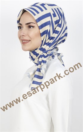 Desenli Fileli Coton Eşarp 1713-2