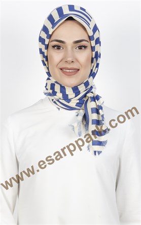 Desenli Fileli Coton Eşarp 1713-2