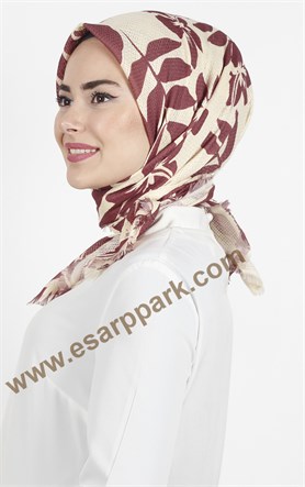 Desenli Fileli Coton Eşarp 1713-3