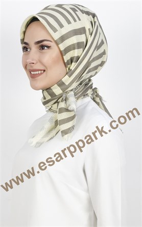 Desenli Fileli Coton Eşarp 1713-4
