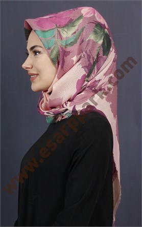 Desenli Fileli Coton Eşarp 1713-6