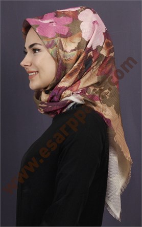 Desenli Fileli Coton Eşarp 1713-7
