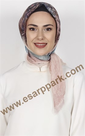 Desenli Fileli Coton Eşarp 1715-14