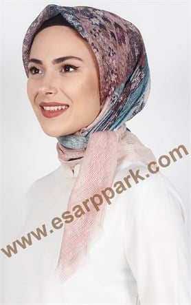 Desenli Fileli Coton Eşarp 1715-14