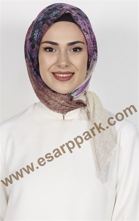 Desenli Fileli Coton Eşarp 1715-15