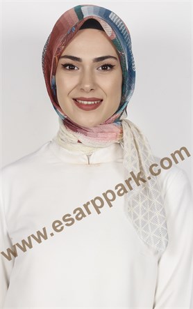 Desenli Fileli Coton Eşarp 1715-17